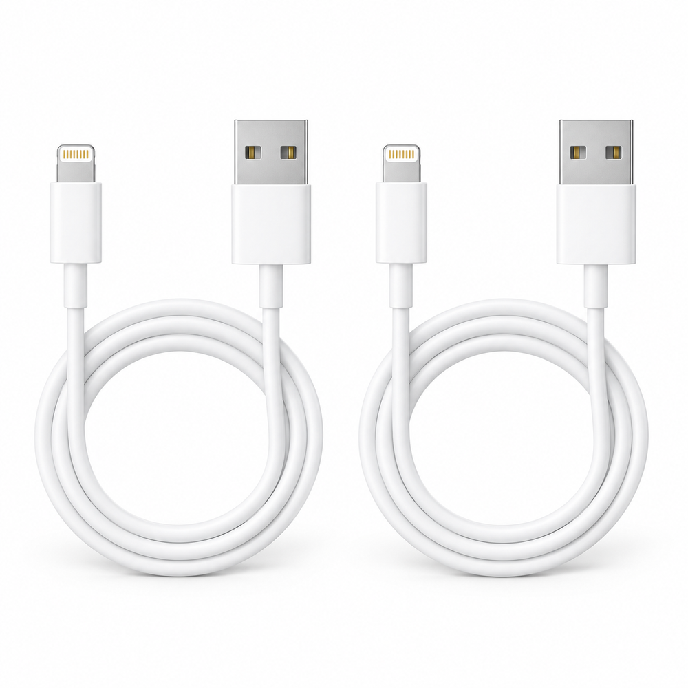 Lot de 2 câbles USB-A vers Lightning blancs MAXPROMO