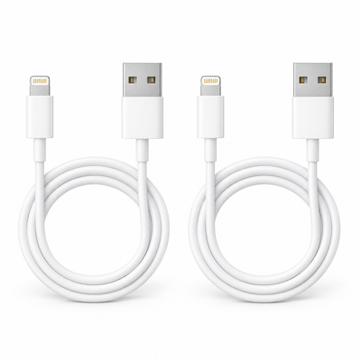 Lot de 2 câbles USB-A vers Lightning blancs MAXPROMO
